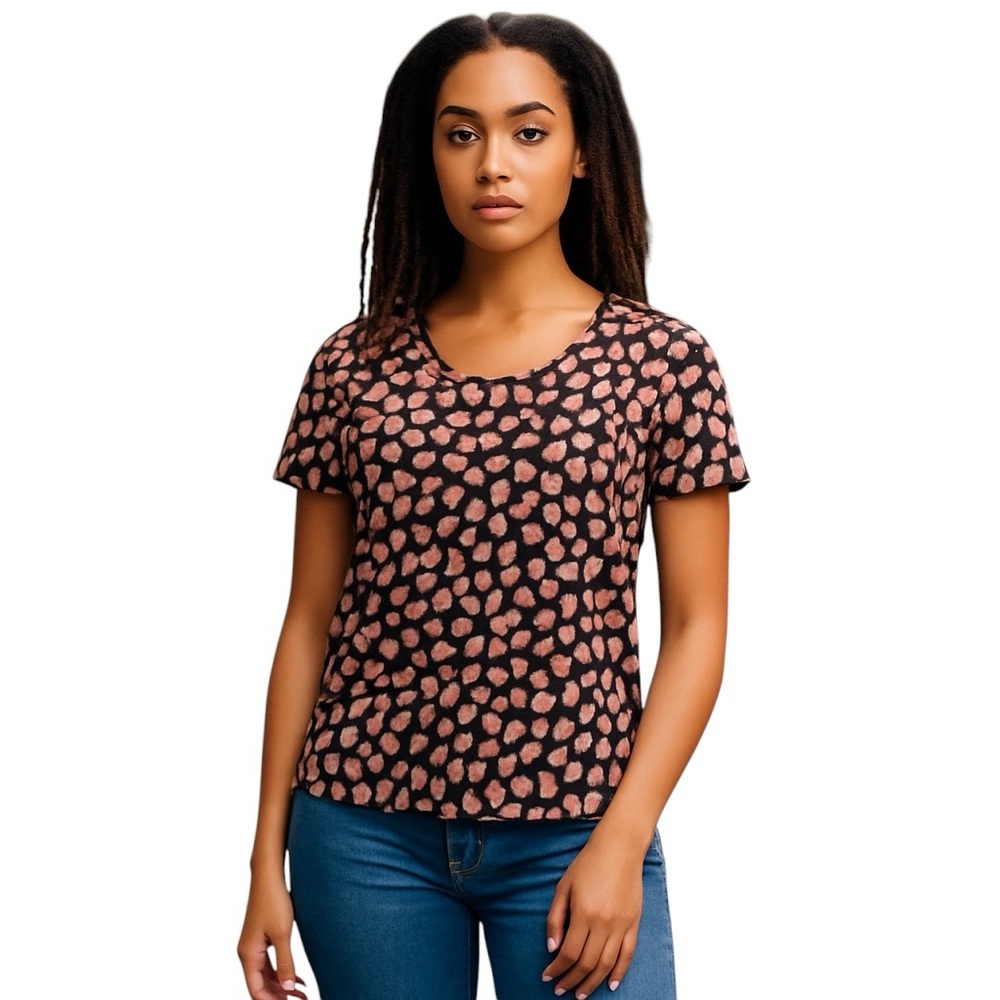 MAISON SCOTCH PARTY ANIMAL MARIES MUST HAVE SHORT SLEEVE SILK PINK METALLIC TOP
